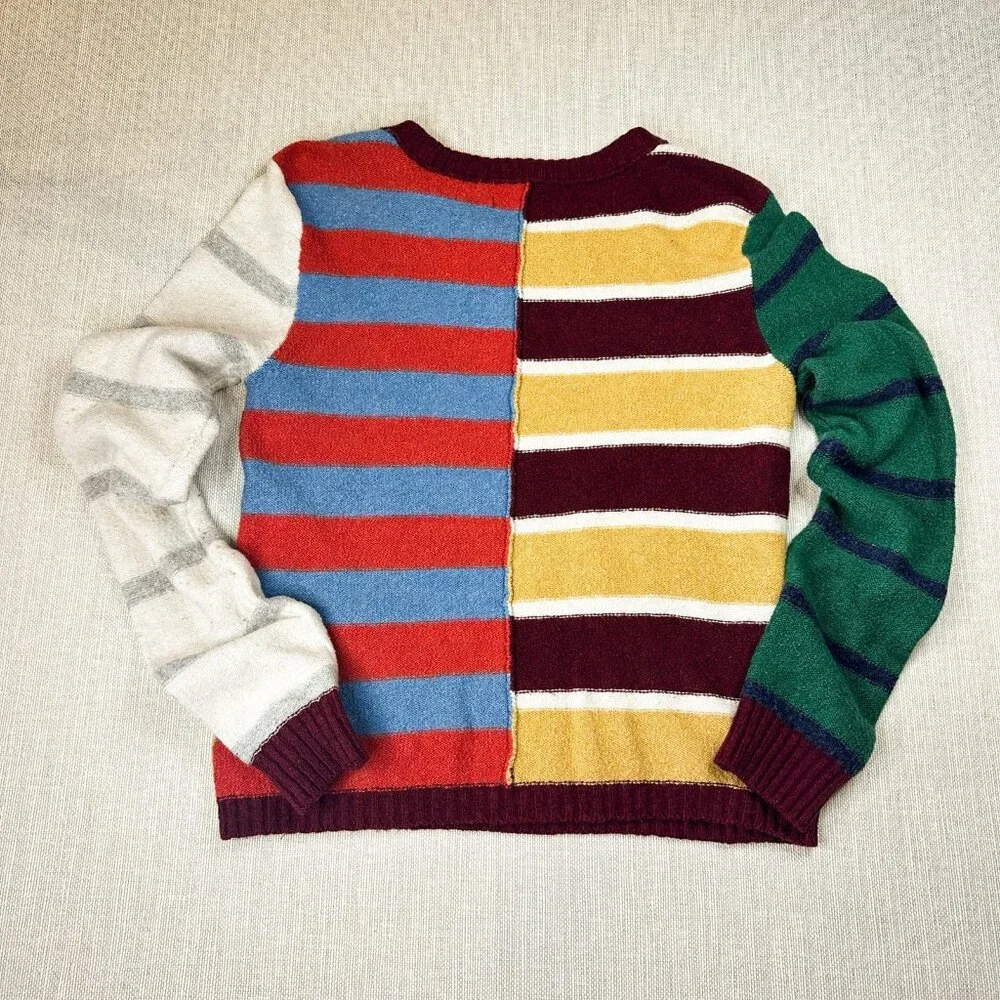 Vintage American Eagle Patchwork Stripe Sweater, Crew Neck, Size Small, Colorful